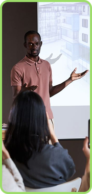 Youthful man taking a lecture